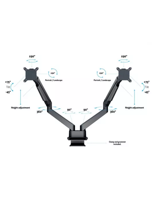 MULTIBRACKETS 4207 Soporte de mesa articulado Multibrackets Gas Lift Arm Dual Side by Side HD - 2 écrans 15 -32  Carga 21Kg Ve