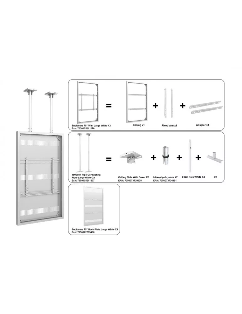 MULTIBRACKETS 5810 Ceiling support with Multibrackets Enclosure 75  Ceiling Medium White - 75  screen VESA Max 600x400 MULTIBR