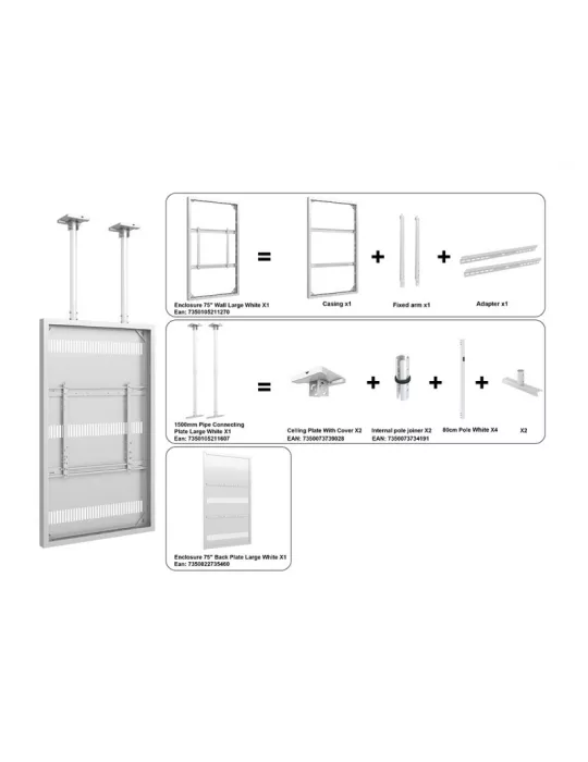 MULTIBRACKETS 5810 Ceiling support with Multibrackets Enclosure 75  Ceiling Medium White - 75  screen VESA Max 600x400 MULTIBR