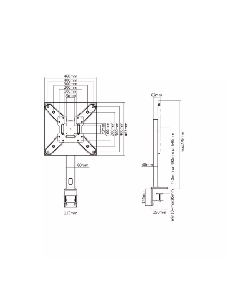 MULTIBRACKETS 0129 Multibrackets Deskmount XL Negro - Pantalla LCD 32  - 55  VESA Max 400x400 MULTIBRACKETS MUL0129 | MusicGoo