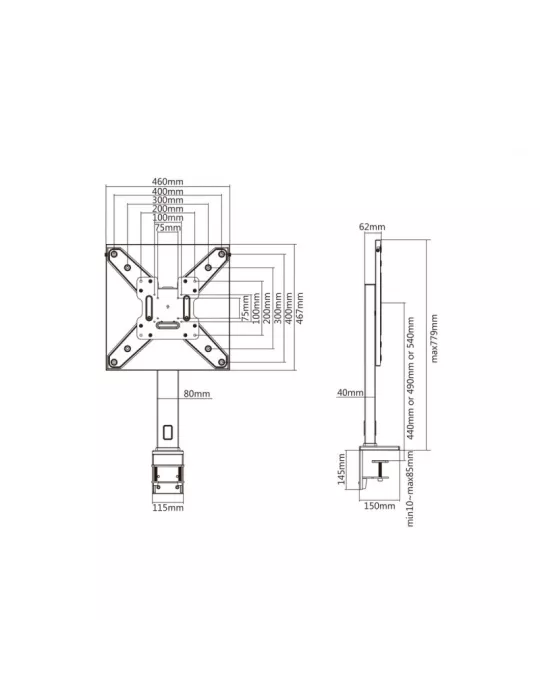 MULTIBRACKETS 0129 Multibrackets Deskmount XL Negro - Pantalla LCD 32  - 55  VESA Max 400x400 MULTIBRACKETS MUL0129 | MusicGoo
