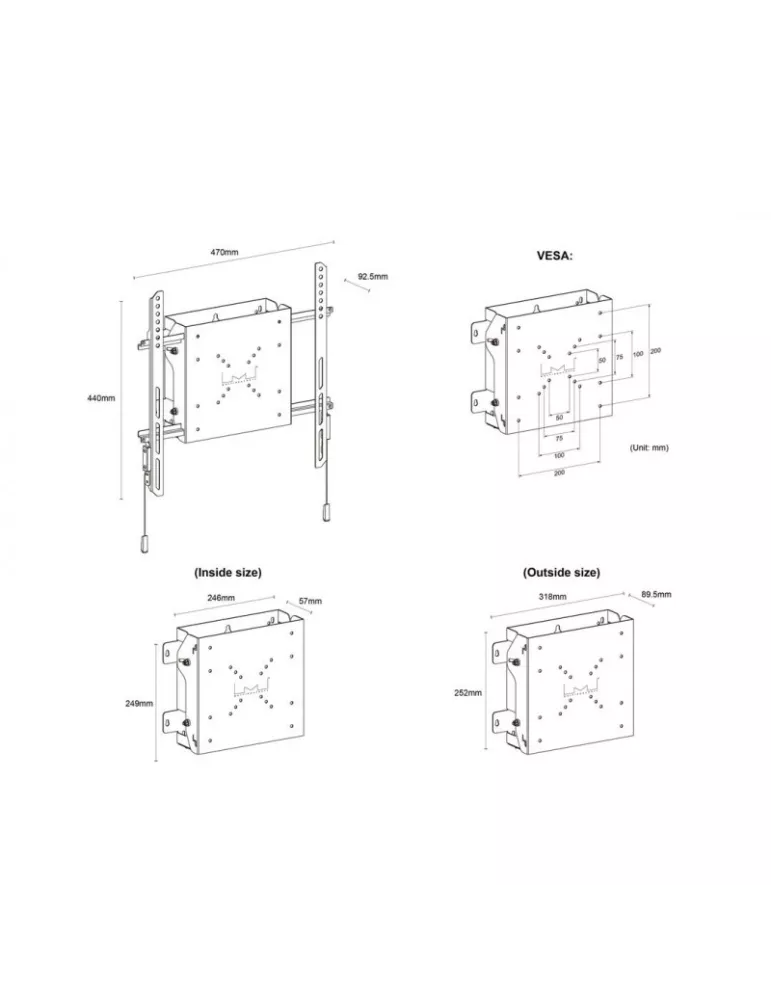 MULTIBRACKETS 1831 Support mural avec boîtier de stockage Multibrackets PC Box Digital Signage Box with Tilt wallmount - VESA