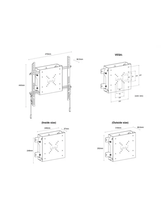 MULTIBRACKETS 1831 Support mural avec boîtier de stockage Multibrackets PC Box Digital Signage Box with Tilt wallmount - VESA