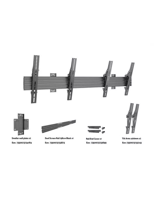 MULTIBRACKETS 4061 Multibrackets Wallmount Pro MBW2U Inclinación Negro - 2 pantallas 40 -75  VESA Max 600x400 MULTIBRACKETS MU