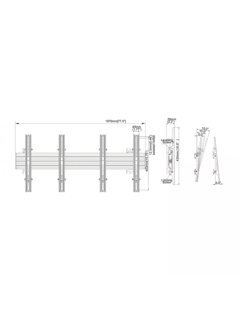 MULTIBRACKETS 4061 Tilting wall mount Multibrackets Wallmount Pro MBW2U Tilt Black - 2 screens 40 -75  VESA Max 600x400 MULTIB