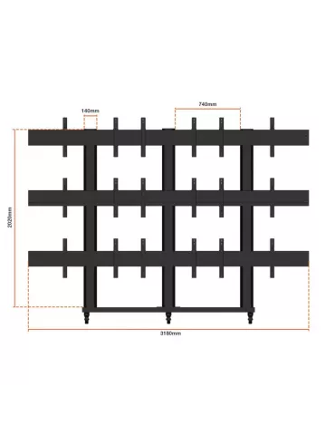 MULTIBRACKETS 1794 Soporte sol móvil Multibrackets Public Video Wall Stand - 8 pantallas 40 -55  VESA Max 800x400 MULTIBRACKET