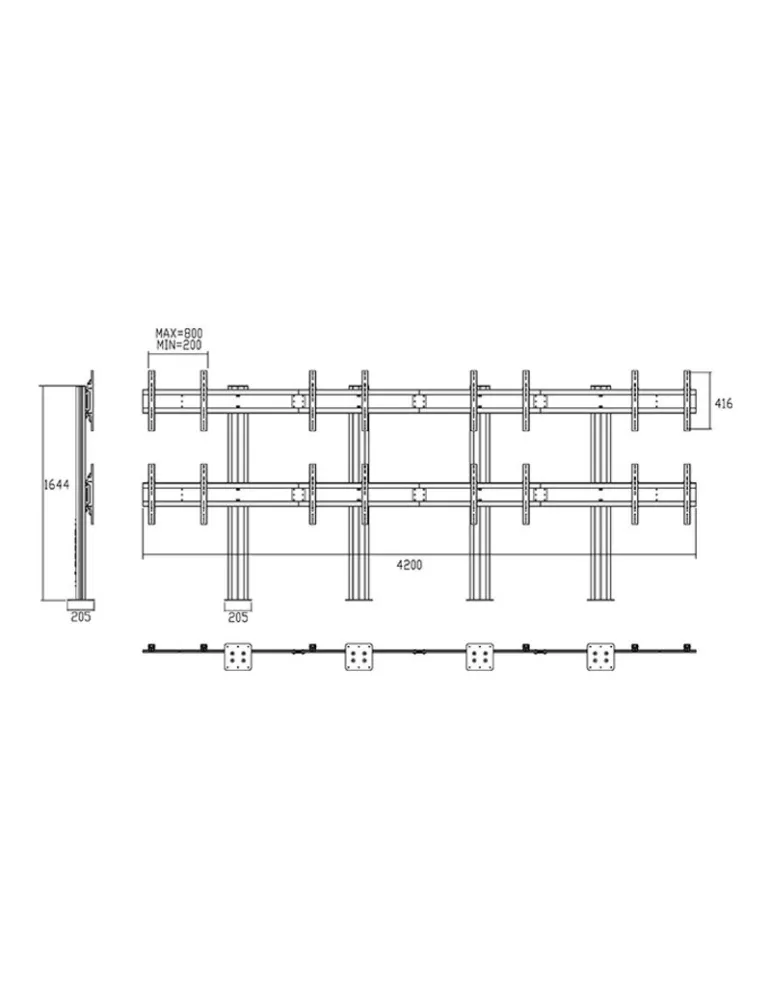 MULTIBRACKETS 1794 Mobiler Bodenständer Multibrackets Public Video Wall Stand - 8 Bildschirme 40 -55  VESA Max 800x400 MULTIBR