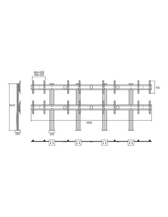 MULTIBRACKETS 1794 Support sol mobile Multibrackets Public Video Wall Stand - 8 screens 40 -55  VESA Max 800x400 MULTIBRACKETS
