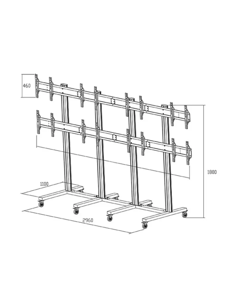 MULTIBRACKETS 1794 Support sol mobile Multibrackets Public Video Wall Stand - 8 écrans 40"-55" VESA Max 800x400