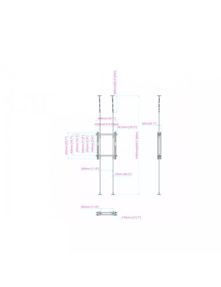 MULTIBRACKETS 7062 Screen slings Multibrackets Wire 6000 Back to Back - 2 screens VESA Max 400x600 MULTIBRACKETS MUL7062 | Mus