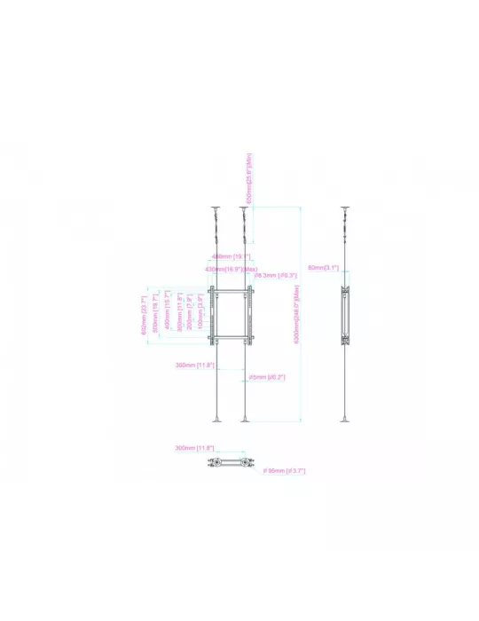 MULTIBRACKETS 7062 Screen slings Multibrackets Wire 6000 Back to Back - 2 screens VESA Max 400x600 MULTIBRACKETS MUL7062 | Mus