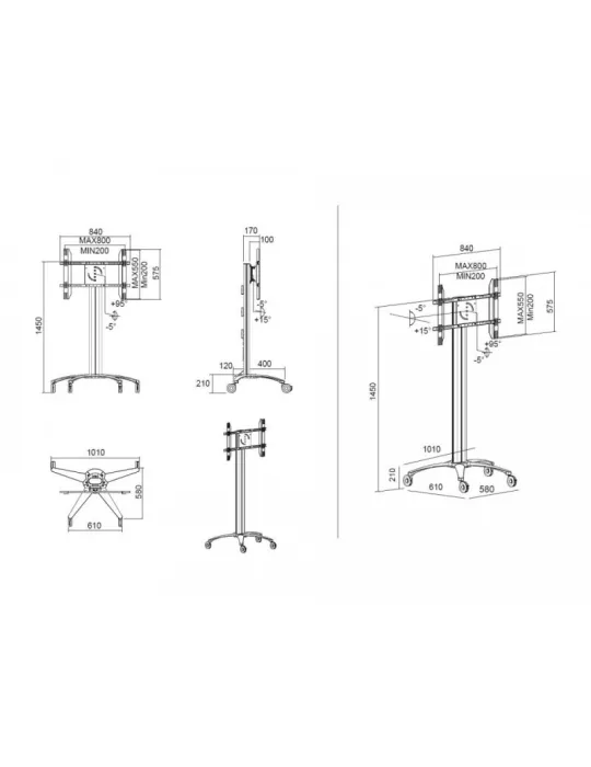 MULTIBRACKETS 5385 Support mobile pivotant Multibrackets Public Display Stand 145 Single Silver - écran 46"-63" VESA Max 800x50