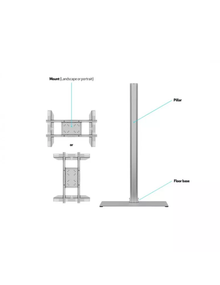 MULTIBRACKETS 2418 Support sol Multibrackets Display Stand 180 Single Silver w. Floorbase Ref  MULTIBRACKETS MUL2418 | MusicGo