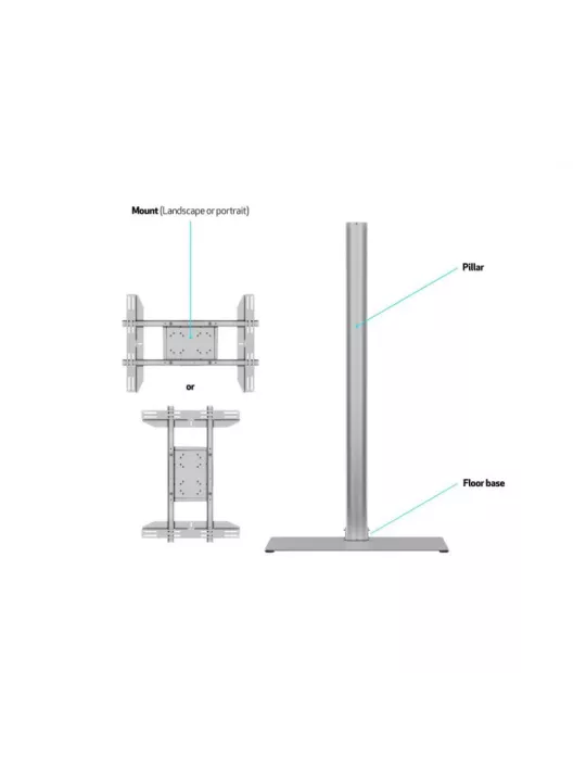 MULTIBRACKETS 2418 Support sol Multibrackets Display Stand 180 Single Silver w. Floorbase Ref:
