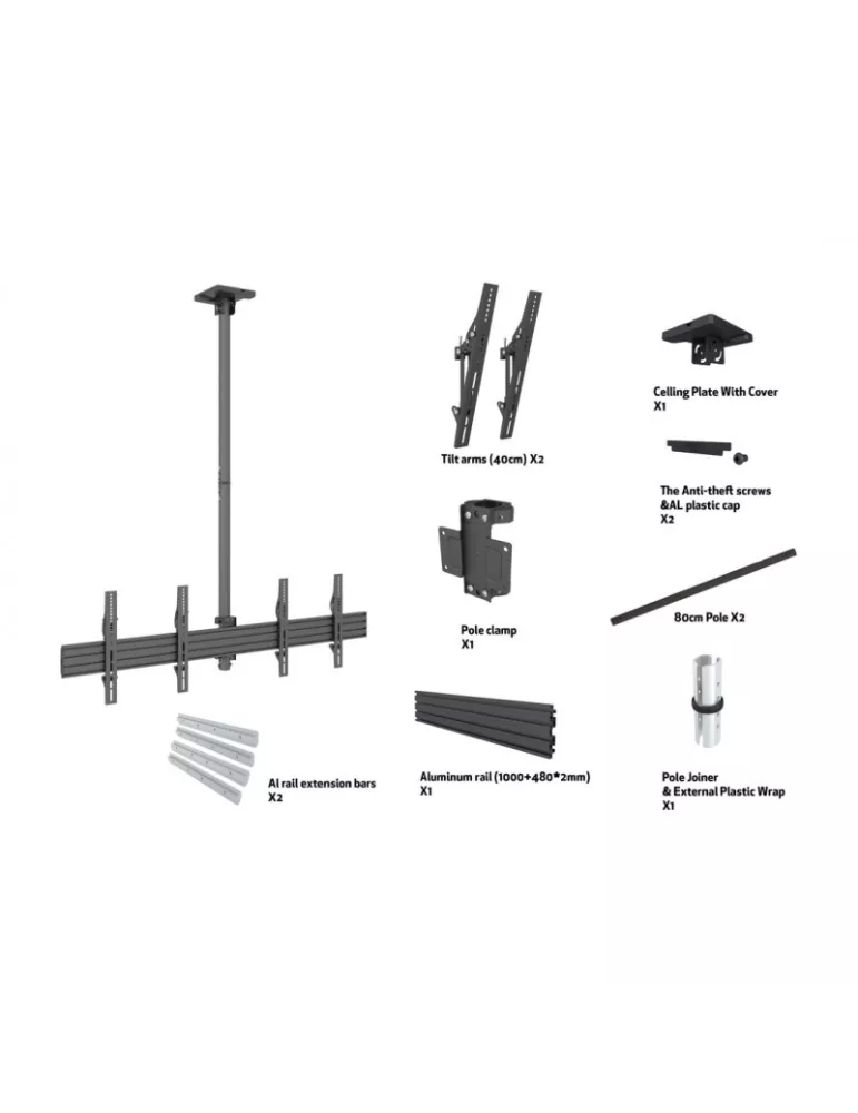 MULTIBRACKETS 3460 Ceiling mount Multibrackets MBC2X1U Ceiling Mount Pro - 2 screens 40 -65  VESA Max 600x400 MULTIBRACKETS MU