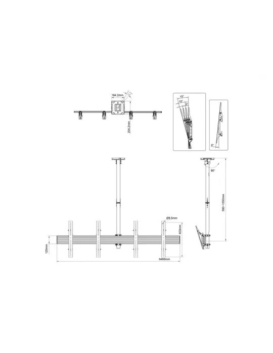 MULTIBRACKETS 3460 Deckenhalterung Multibrackets MBC2X1U Ceiling Mount Pro - 2 Monitore 40 -65  VESA Max 600x400 MULTIBRACKETS