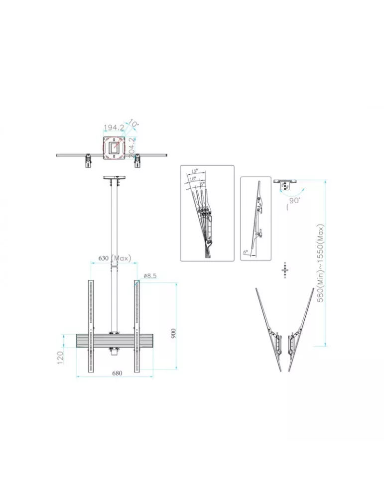 MULTIBRACKETS 6256 Support plafond 2x ecrans Multibrackets Ceiling Mount Pro MBC1UX2PHD REF  MULTIBRACKETS MUL6256 | MusicGood