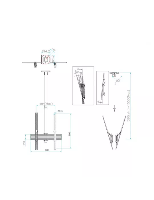 MULTIBRACKETS 6256 Support plafond 2x ecrans Multibrackets Ceiling Mount Pro MBC1UX2PHD REF  MULTIBRACKETS MUL6256 | MusicGood