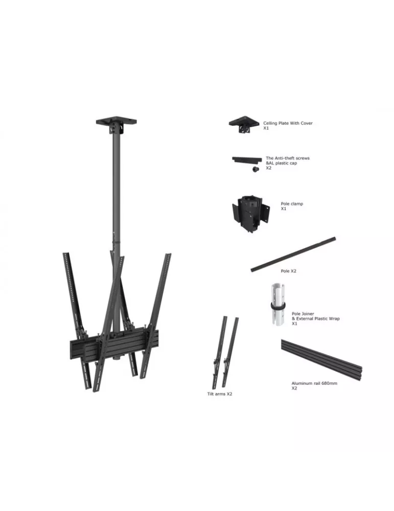 MULTIBRACKETS 6256 Support plafond 2x ecrans Multibrackets Ceiling Mount Pro MBC1UX2PHD REF  MULTIBRACKETS MUL6256 | MusicGood
