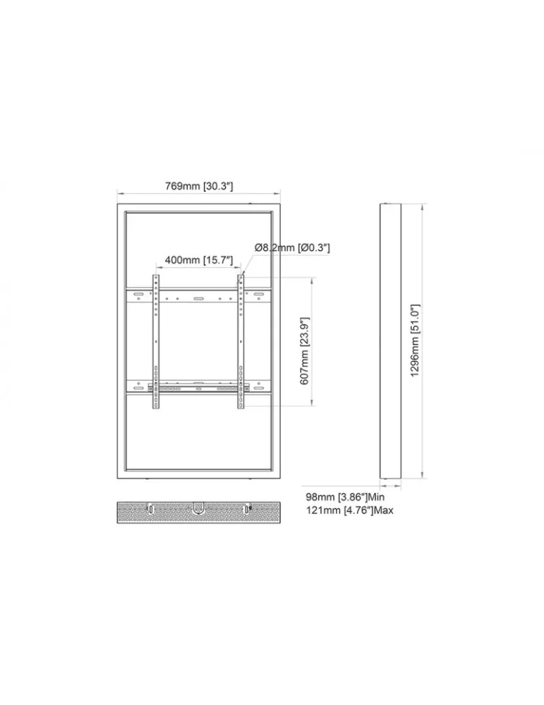 MULTIBRACKETS 6121 Marco para monitor de 55  Carcasa Multibrackets 55  Alto Brillo Pared Mediana Negro - Pantalla 55  VESA Max
