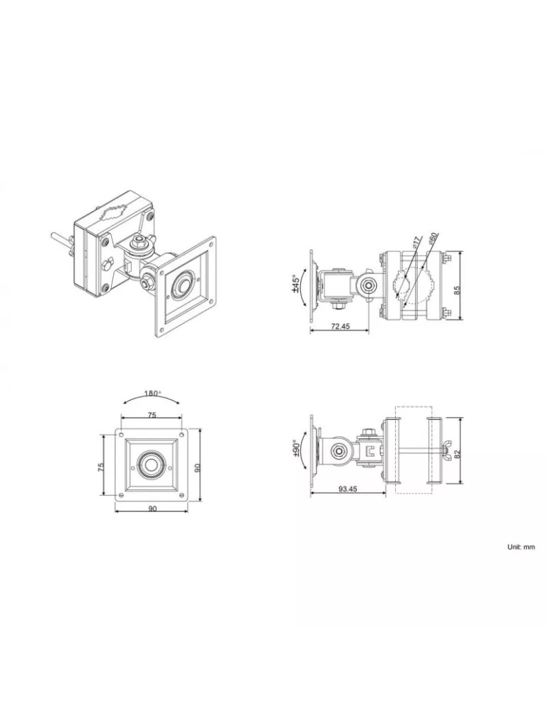 MULTIBRACKETS 2659 Pole mount bracket diameter 17 to 50 mm Multibrackets VESA Monitor Polemount 75 100 - VESA Max 100x100 MULT