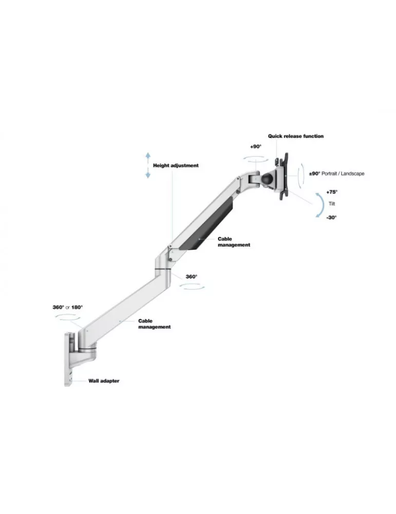 MULTIBRACKETS 1027 Support de table Multibrackets Gas Lift Arm Wall Single pour écran 15 - 32  Charge 10Kg Vesa Max 100x100 MU