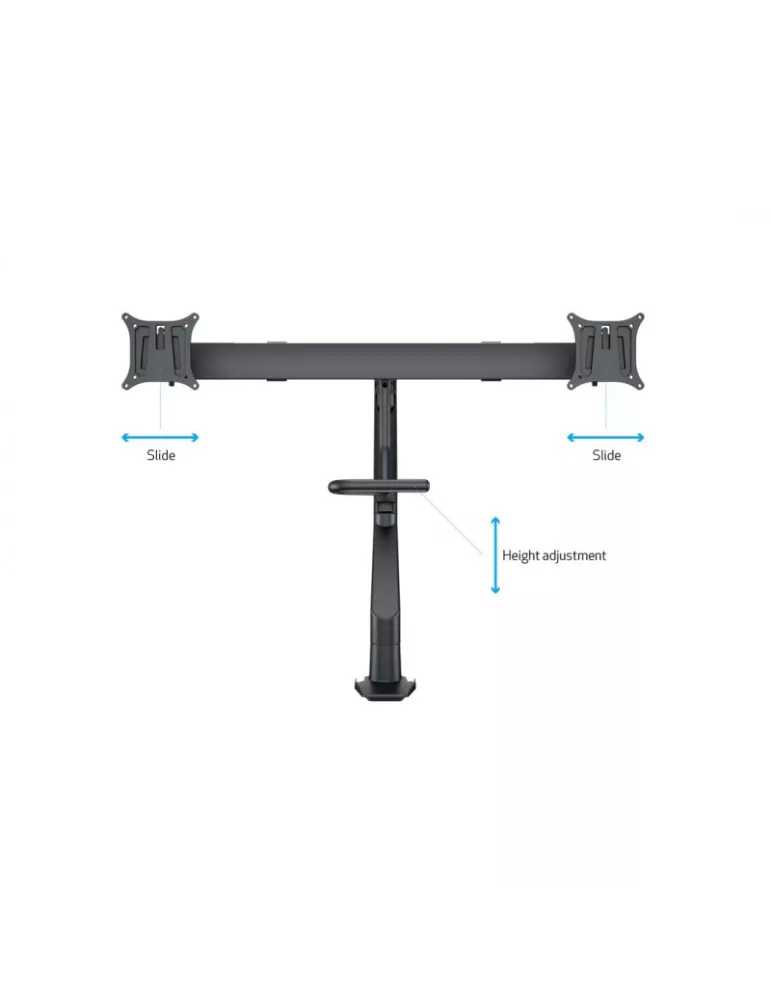 MULTIBRACKETS 6355 Support de table articulé Multibrackets Gas Lift Arm w. Duo Crossbar - 2 écrans de 15"- 28" VESA Max 100x100