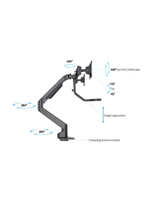 MULTIBRACKETS 6355 Soporte de mesa articulado Multibrackets Brazo de elevación a gas c. Duo Crossbar - 2 pantallas de 15 - 28