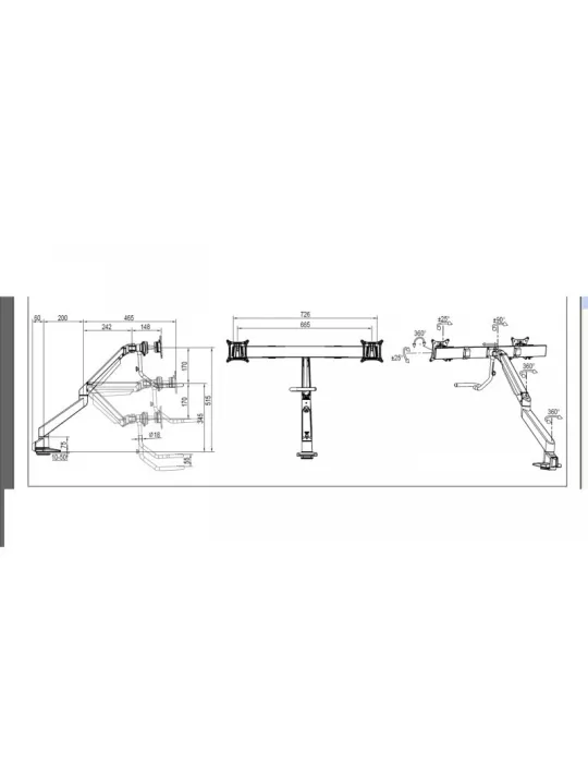 MULTIBRACKETS 6355 Gelenkige Tischhalterung Multibrackets Gas Lift Arm w. Duo Crossbar - 2 Bildschirme von 15 -28  VESA Max 10