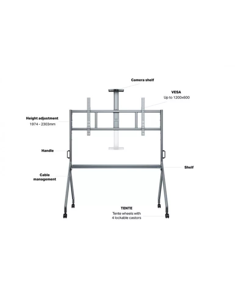 MULTIRACKETS 4189 Soporte móvil visioconférence Multibrackets Colaboración FLoorstand 75  -100   VESA Máx 1200x600 MULTIBRACKE