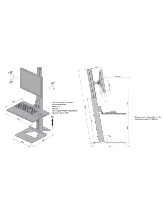 MULTIBRACKETS 3170 Support de table Multibrackets Easy Stand Desktop - écran 30" VESA Max 100x100