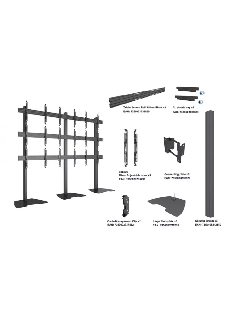 MULTIPISTA 3533 MBF3x3U 300 Soporte de suelo microajustable para videowall Ref  MULTIBRACKETS MUL3533 | MusicGoodDeal