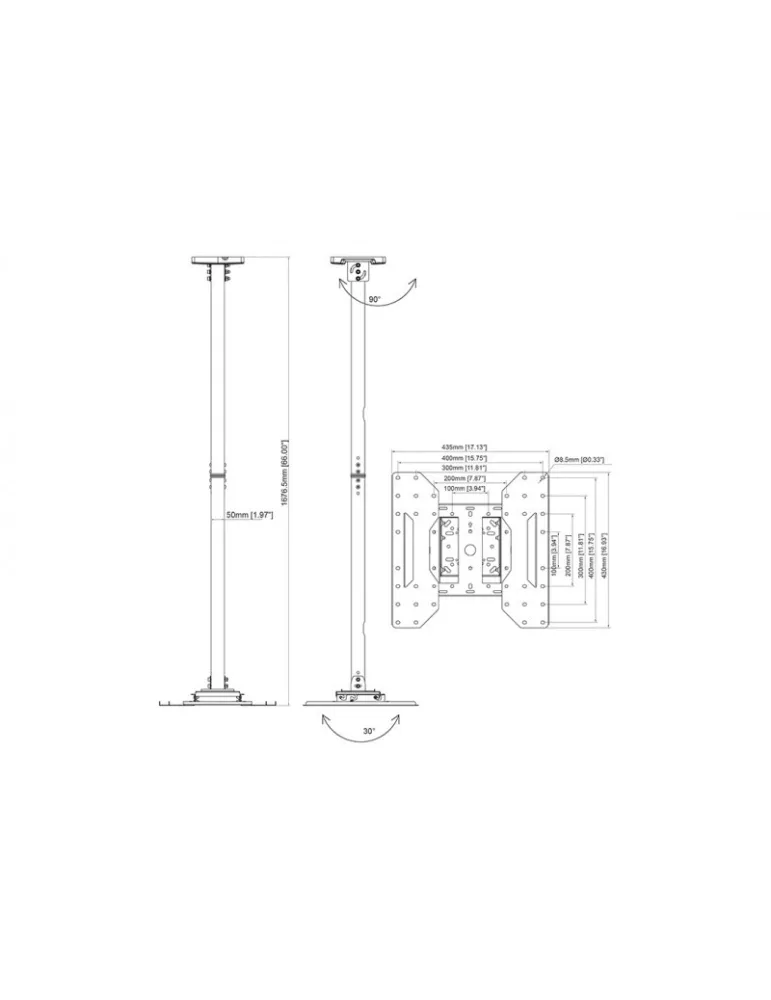 MULTIBRACKETS 5919 Deckenhalterung Multibrackets Ceiling Mount Pro Face Down Schwarz - Bildschirm 32 -65  VESA Max 400x400 MUL