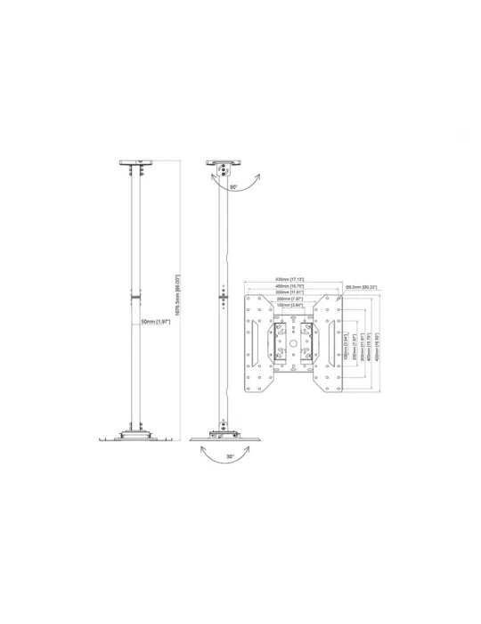 MULTIBRACKETS 5919 Deckenhalterung Multibrackets Ceiling Mount Pro Face Down Schwarz - Bildschirm 32 -65  VESA Max 400x400 MUL