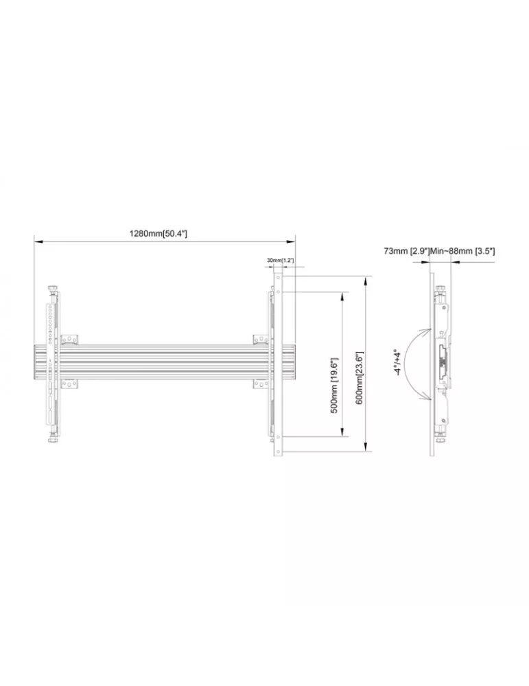 MULTIBRACKETS 4943 Support mural réglable Multibrackets Wallmount Pro MBW1U 1000 Micro Adjustable - écran 65"-120" VESA Max 100