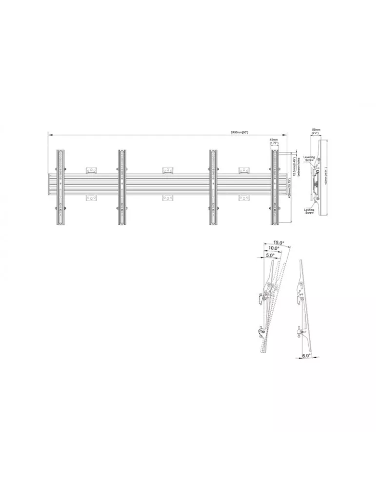 MULTIBRACKETS 5766 Support mural Multibrackets Wallmount Pro MBW2UHD Tilt - 2 écrans 65"-75" VESA Max 600x400
