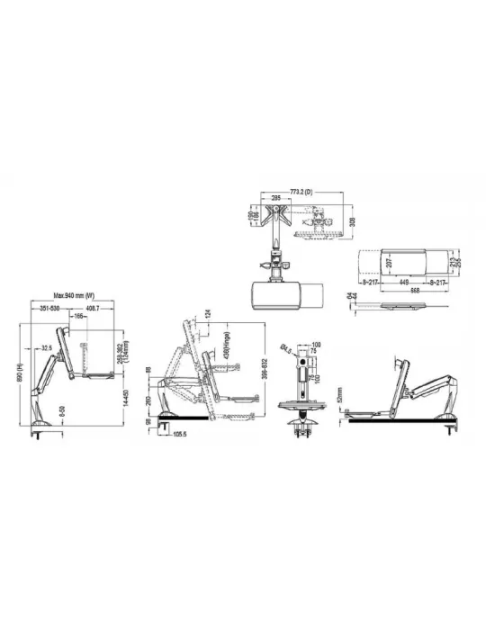 MULTIBRACKETS 4634 Support de table Multibrackets Flex Desk Workstation - écran 15"-27" VESA Max 100x100