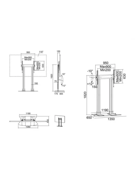 MULTIBRACKETS 2579 Bodenständer zum Befestigen Multibrackets Public Display Stand 180 Dual Pillar Floorbase Black - Bildschirm