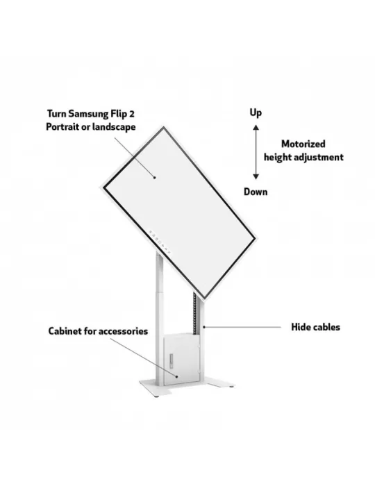 MULTIBRACKETS 9066 Support mobile motorisé Blanc  FloorStand Flip 2 60kg