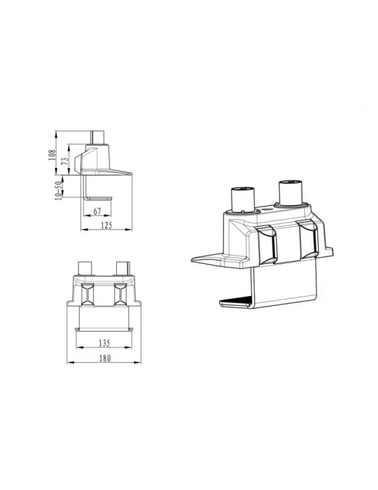 MULTIBRACKETS 0902 Base double pour support de table Multibrackets Gas Lift Duo Desk Clamp