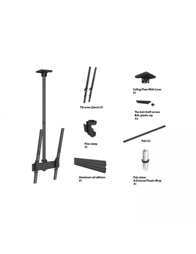 MULTIBRACKETS 6904 Soporte de techo Multibrackets MBC1UP Ceiling Mount Pro - 2 pantallas 40 -75  VESA Max 400x900 MULTIBRACKET