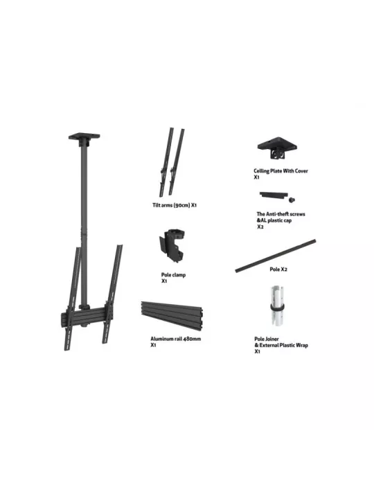 MULTIBRACKETS 6904 Ceiling mount Multibrackets MBC1UP Ceiling Mount Pro - 2 screens 40 -75  VESA Max 400x900 MULTIBRACKETS MUL