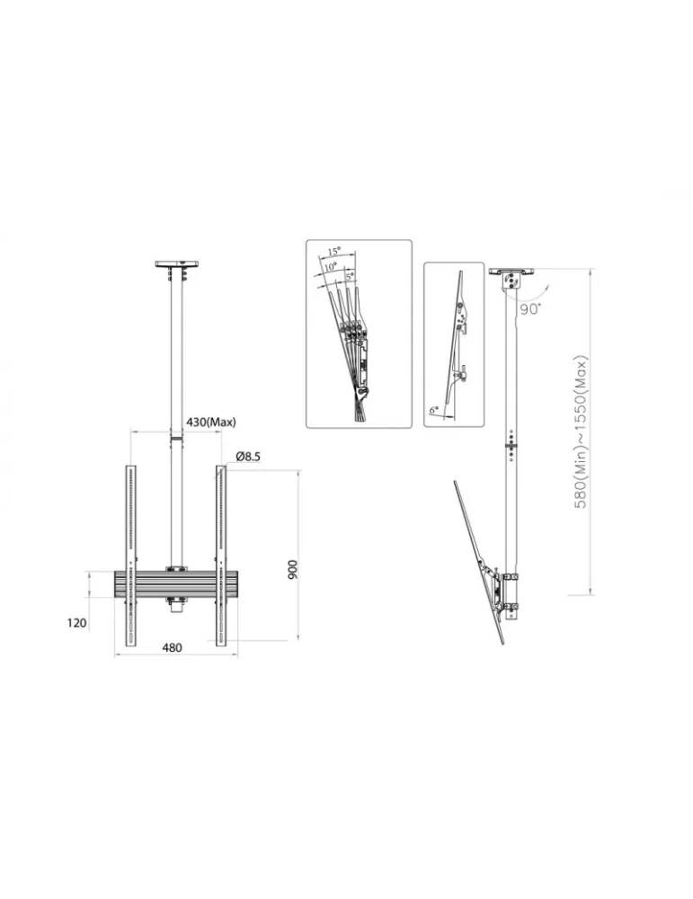 MULTIBRACKETS 6904 Deckenhalterung Multibrackets MBC1UP Ceiling Mount Pro - 2 Monitore 40 -75  VESA Max 400x900 MULTIBRACKETS