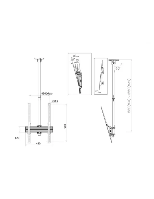 MULTIBRACKETS 6904 Ceiling mount Multibrackets MBC1UP Ceiling Mount Pro - 2 screens 40 -75  VESA Max 400x900 MULTIBRACKETS MUL