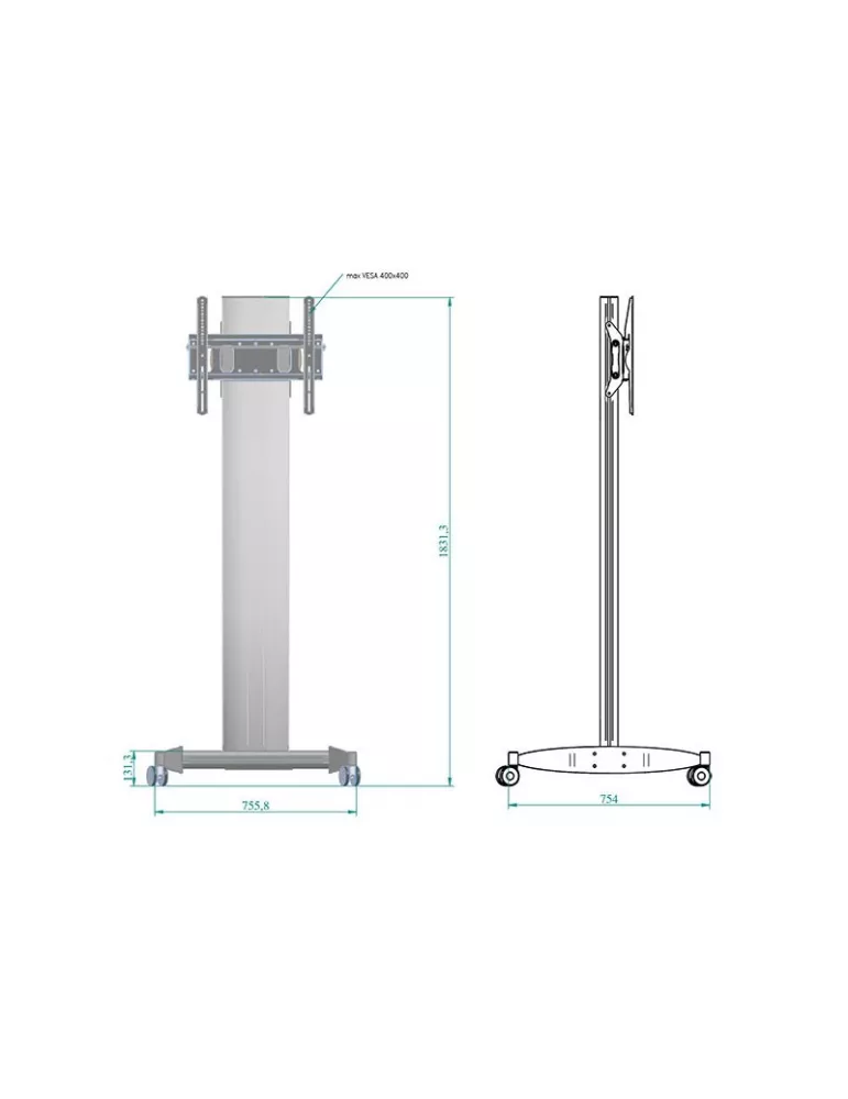 EUROMET 16400 Soporte de suelo móvil Blanco SLIDE Pantalla Vesa Max 600x400 EUROMET EUR16400 | MusicGoodDeal