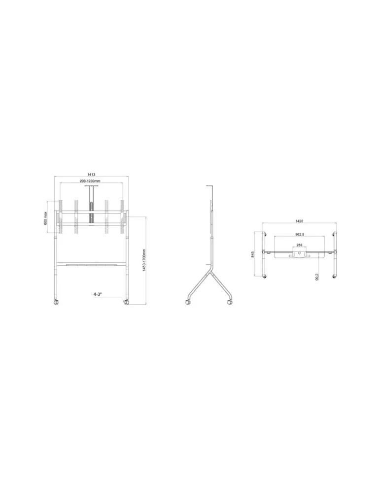 MULTIBRACKETS 6770 Mobiler Bodenständer Multibrackets Collaboration Floorstand - 65 -100 -Bildschirm VESA Max 1200x600 MULTIBR