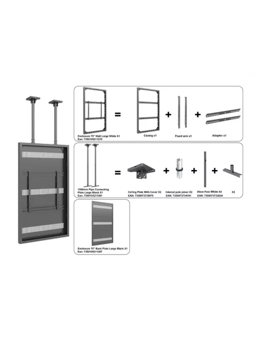 MULTIBRACKETS 5827 Support plafond avec caisson Multibrackets Enclosure 75" Ceiling Medium Noir - écran 75" VESA Max 600x400