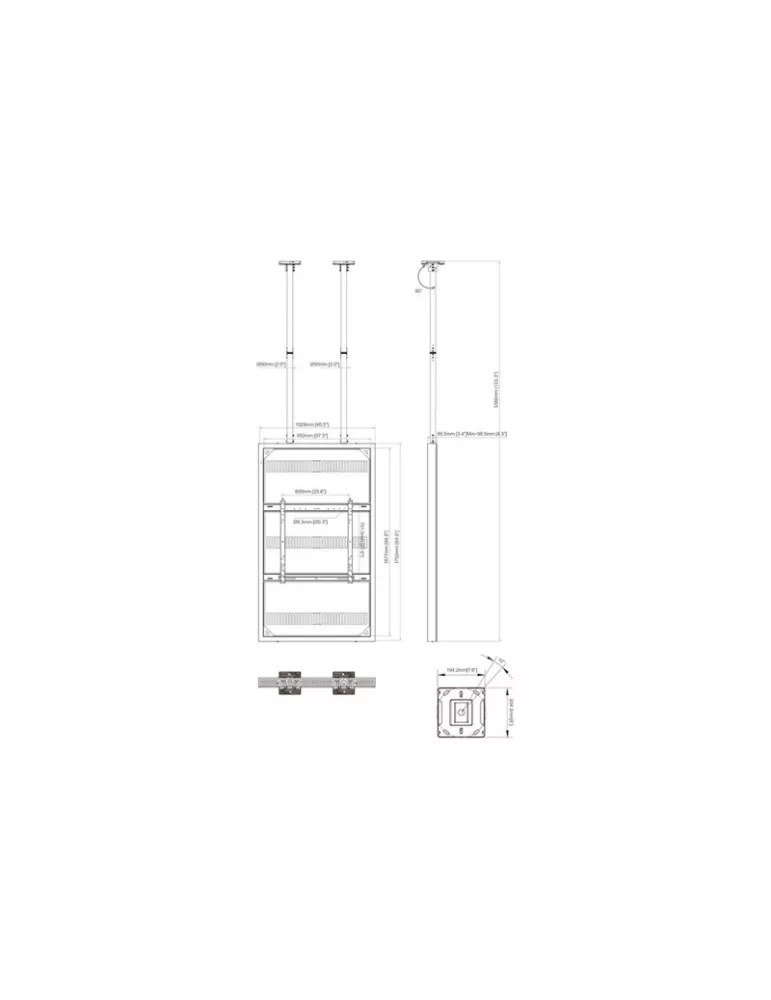 MULTIBRACKETS 5827 Deckenhalterung mit Gehäuse Multibrackets Enclosure 75  Ceiling Medium Schwarz - 75 -Bildschirm VESA Max 60