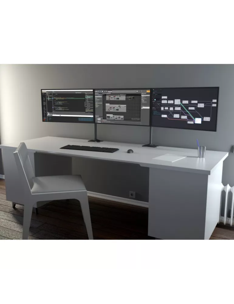 MULTIBRACKETS 1312 Support de table triple rotatif Multibrackets VESA Desktopmount Triple Stand - écran de 24" - 32" Vesa Max 2