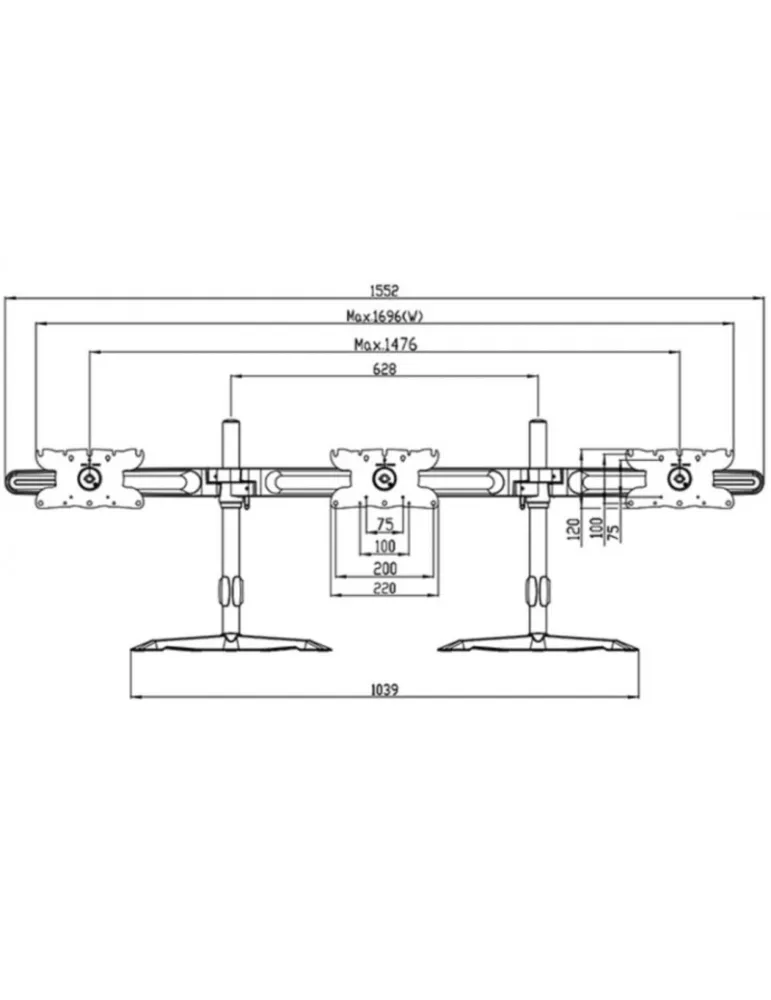 MULTIBRACKETS 1312 Support de table triple rotatif Multibrackets VESA Desktopmount Triple Stand - écran de 24" - 32" Vesa Max 2